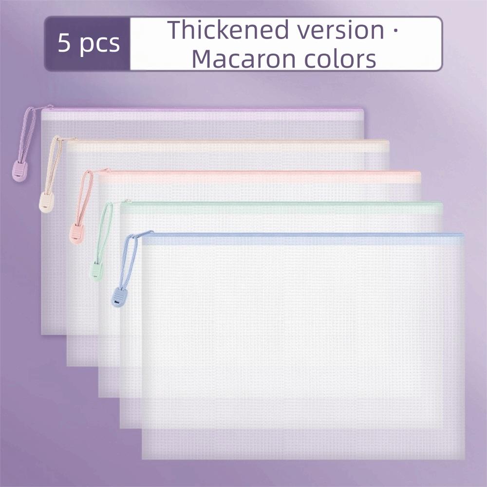 Clear Mesh Zipper Bags Waterproof File Pouch Essential Document Storage Bag Homework