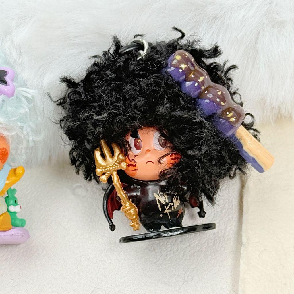 Custom Cartoon Star Head Doll Keychain with Wig - Bag Pendant & Phone Strap