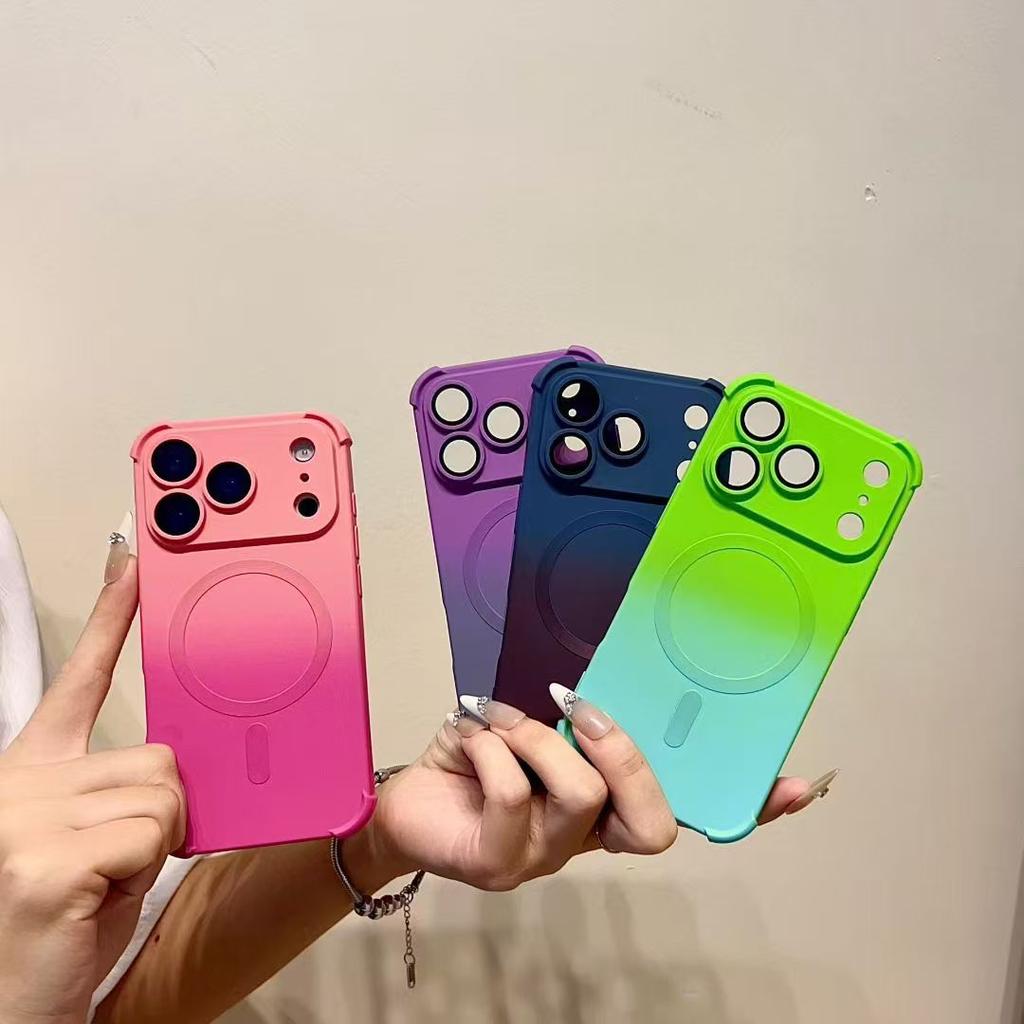 Applicable To Iphone17 Gradual Change Magnetic Mobile Phone Case Four Corners Anti-drop Apple 16Pro All-inclusive Matte 15 Protective Case