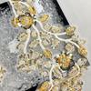 Gold Sequined Beaded Cloth Sticker Mesh Yarn Hollow Embroidery Applique Clothing Dress Performance Clothes To Flower Cloth Sticker Accessories