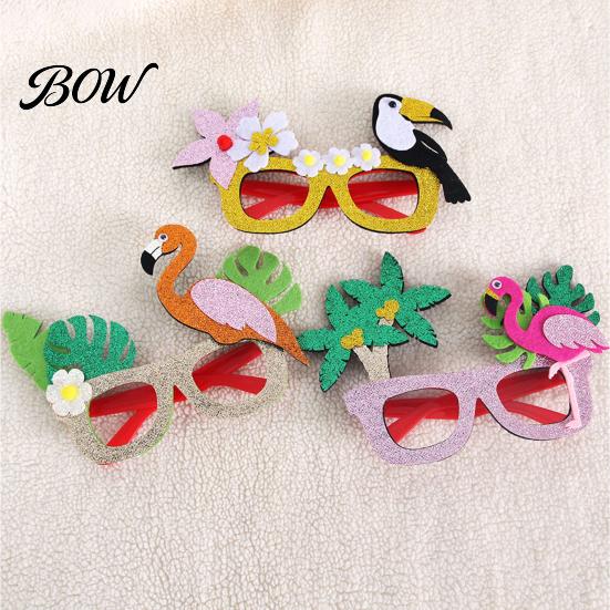 Summer Party Sunglasses Hawaiian Tropical Glasses, Glitter Felt Beach Pool Eyeglasses, Novelty Glasses for Kids Adults Ocean Luau Style Eyewear Photo