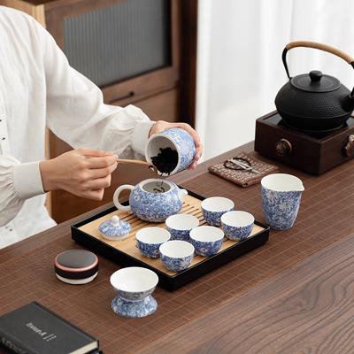 Set da tè kung fu fiorito giada di sego teiera in ceramica coperchio tazza pentola a fascio retrò cinese scatola regalo regalo di fascia alta