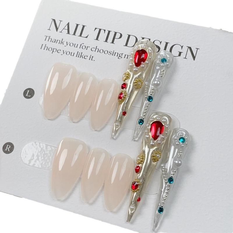 10pcs/set Retro Palace Handmade Armor Wear Nail Finger Sleeves Ancient Style Wear False Nails