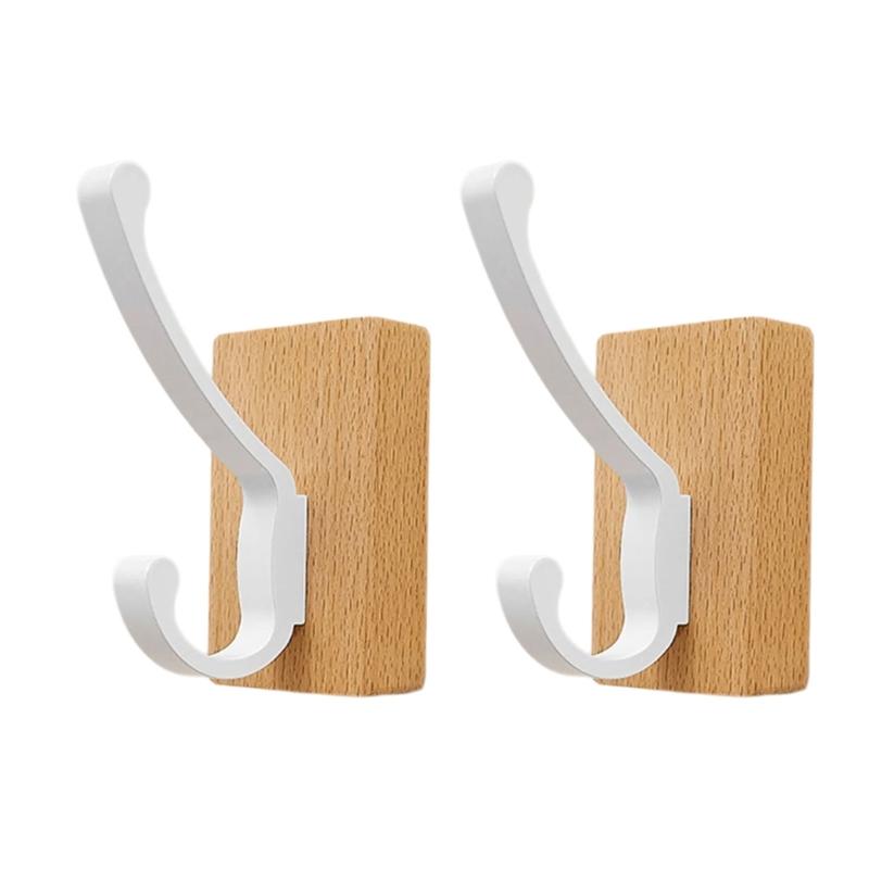 Space Saving Adhesive Hook for Bathroom Door Back Made of Natural Walnuts Wood Drillless Installation for Hanging Items