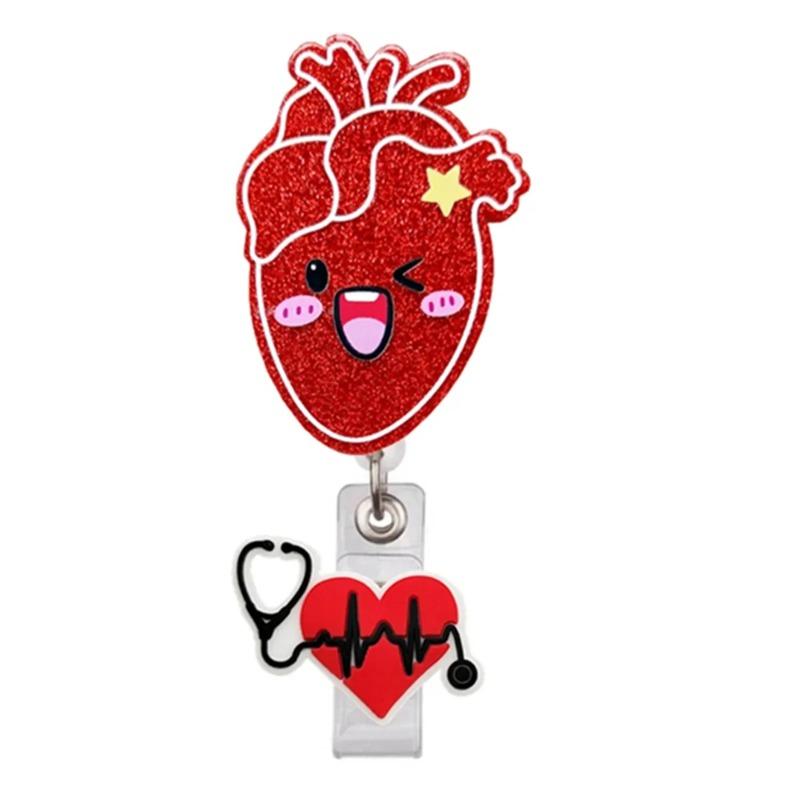 Unisex ID Name Cards Holders Retractable Badge Reel Cartoon Hospital Medical Icons Lovely Nurse Doctor Clip Brooches Keychains