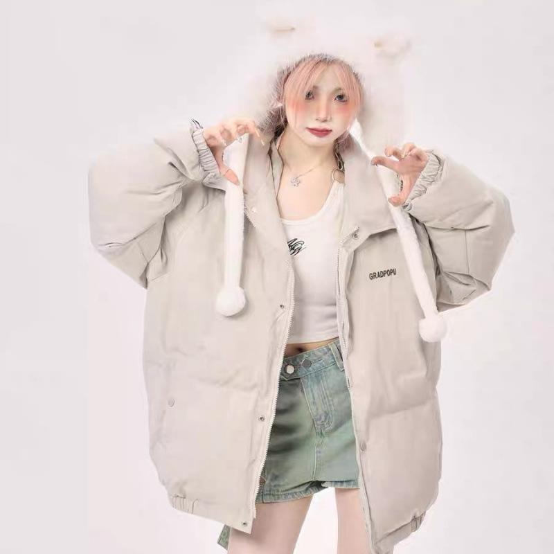 

Gray-blue down padded clothes for women s winter new short padded jacket, sweet bread clothes, student padded clothes. S