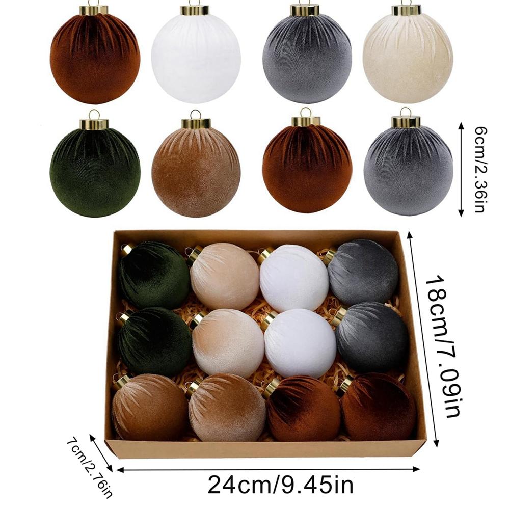 6cm/12PCS Wrapped Cloth Ball Christmas Ball Ornament Hanging Pendant Christmas Decoration