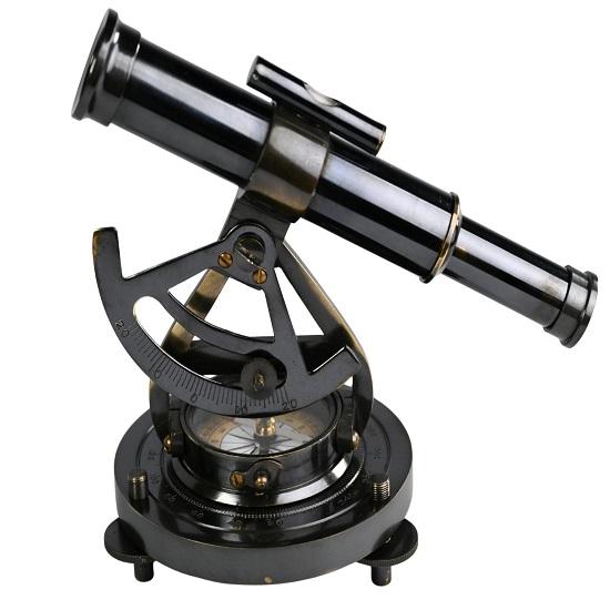 Brass Alidade Telescope with Compass Nautical Maritime Decor