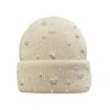 Autumn and winter new pearl bow light luxury wool hat women's big head circumference shows a small face, cold-proof ear protection knitted hat