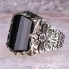 New Mifeiya Creative Black Crystal Rhinestone Zircon Rings for Men CopperColor Wedding Party Vintage Fashion Jewelry