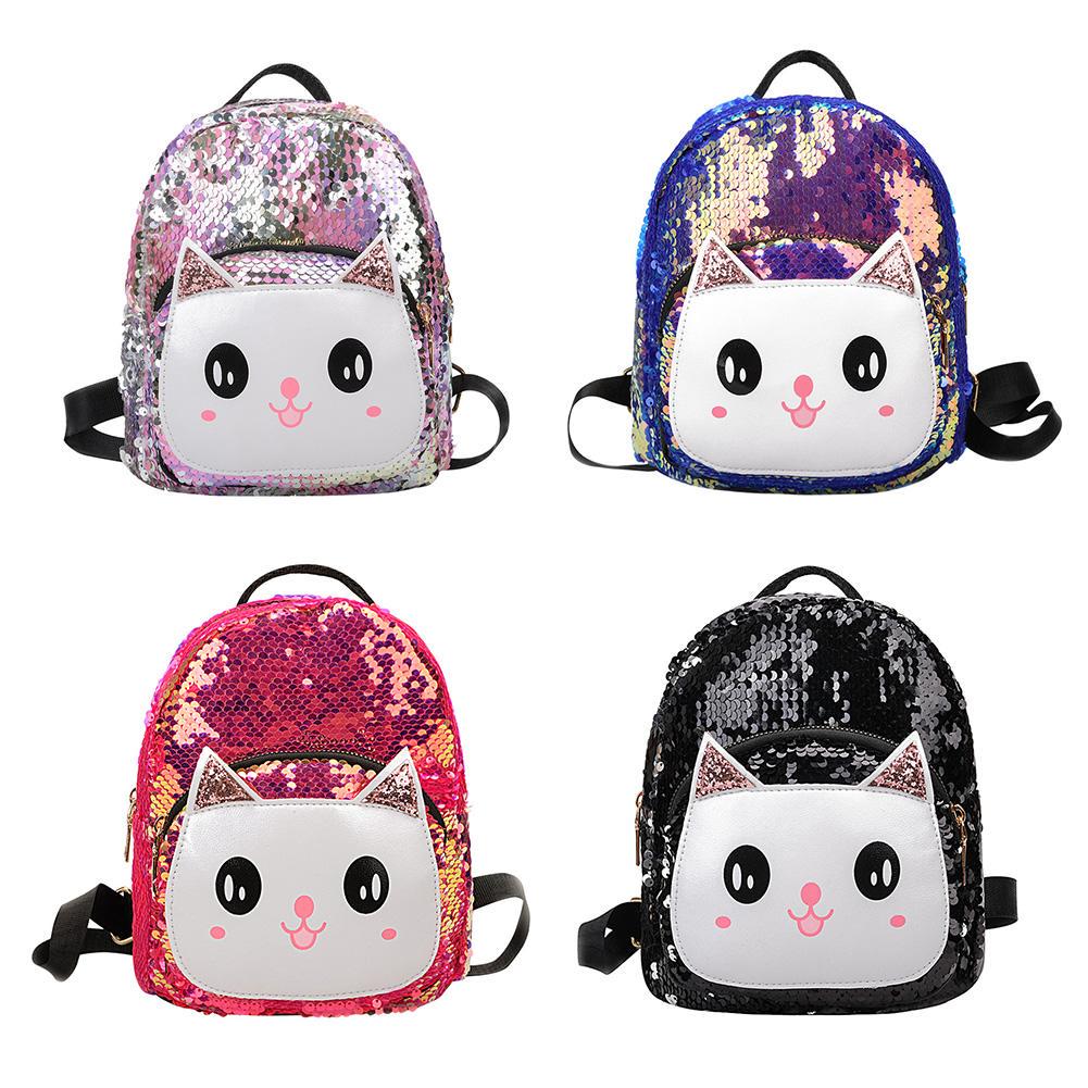 cat sequin backpack