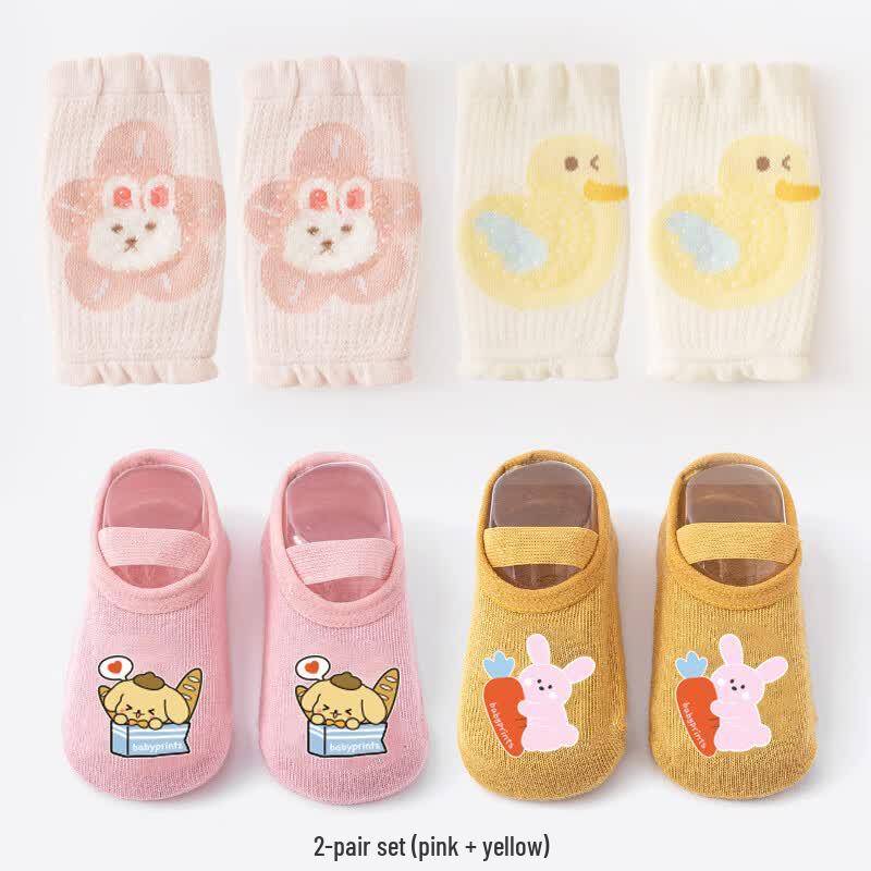 Baby Crawling Knee Pads & Floor Socks (2-Pack)