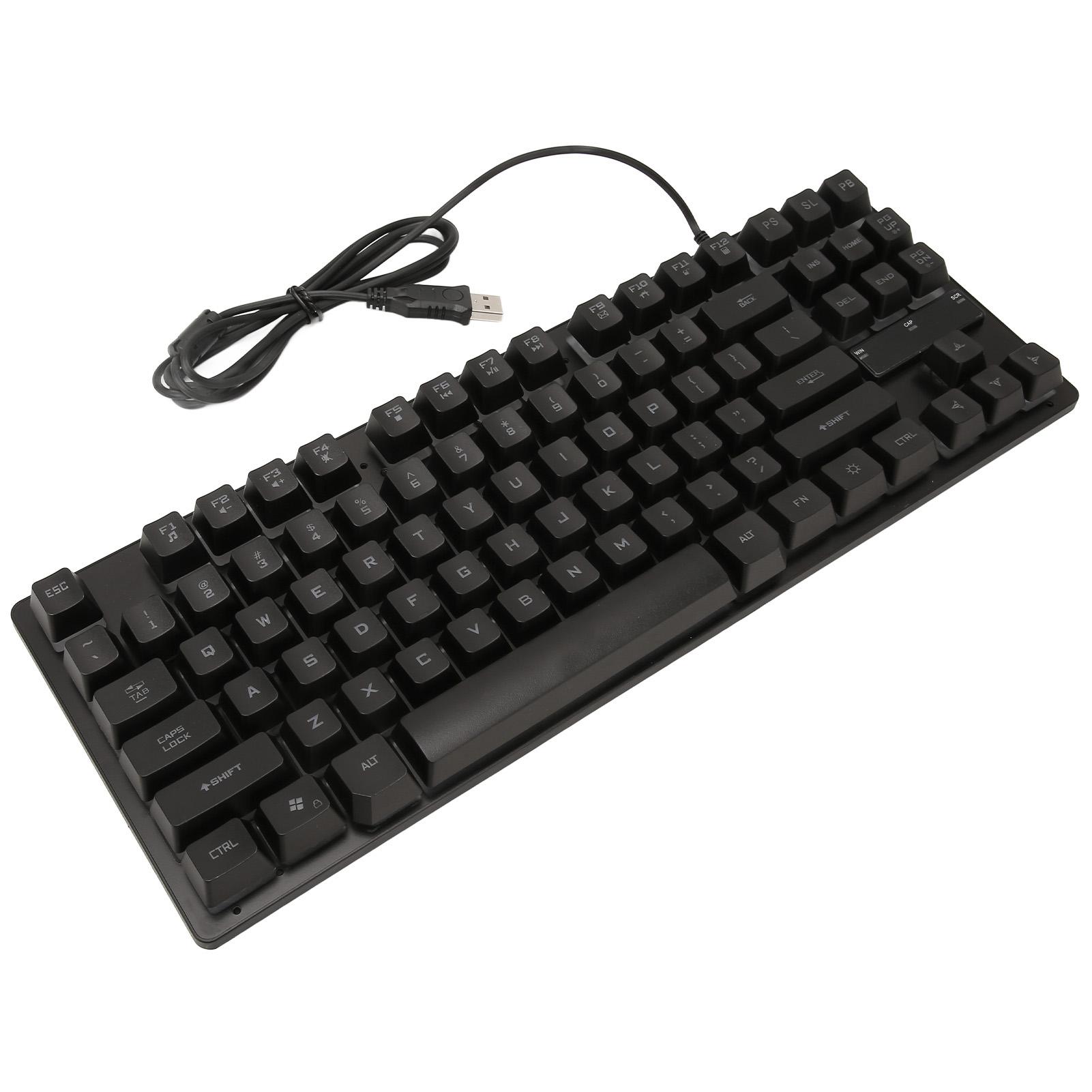 

Wired Gaming Keyboard 87 Keys Ergonomic Color Backlit Design Desktop Notebook Computer Accessories Black