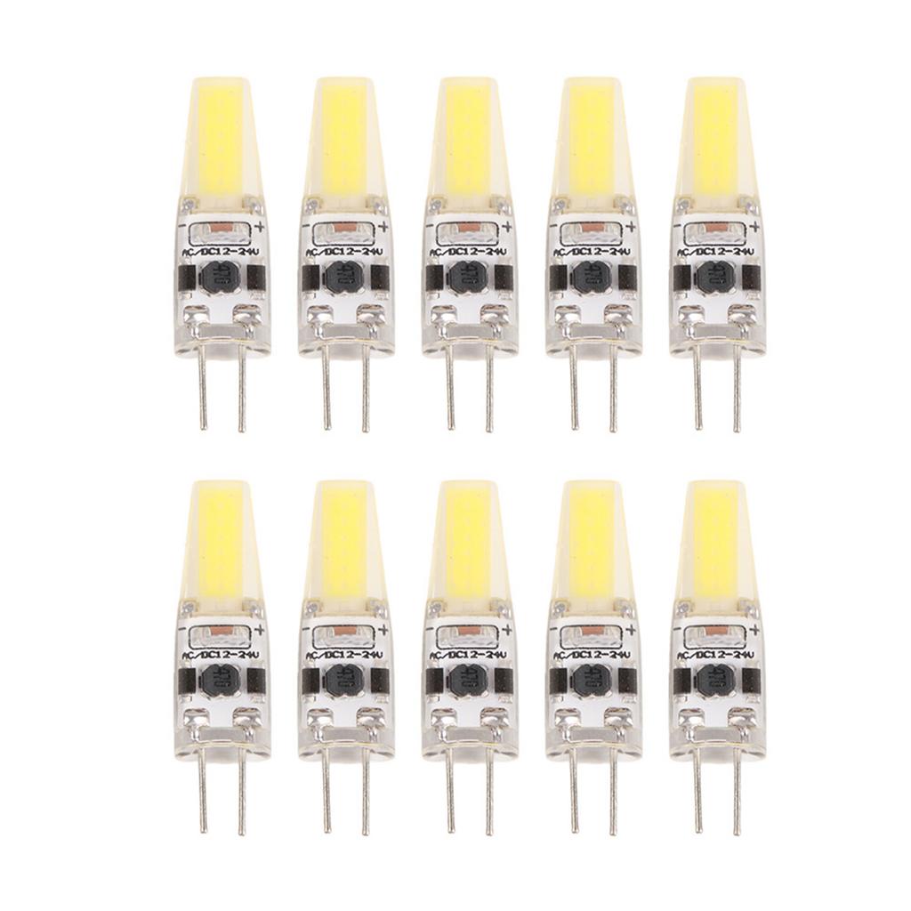 10Pcs ACCelsiusDC12-24V G4 COB LED Light Bulbs NOn Dimmable Silicone Lamp Fixtures (Warm White)