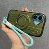 New Armor For Magsafe Magnetic Ring Stand Phone Case For iPhone 16 15 14 13 12 11 Pro Max With Wrist Strap Cord Shockproof Cover