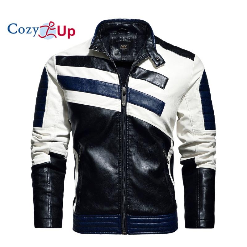 

Уютная мужская кожаная куртка с воротником-стойкой, легкая мотоциклетная куртка из искусственной кожи 3XL темно-синий