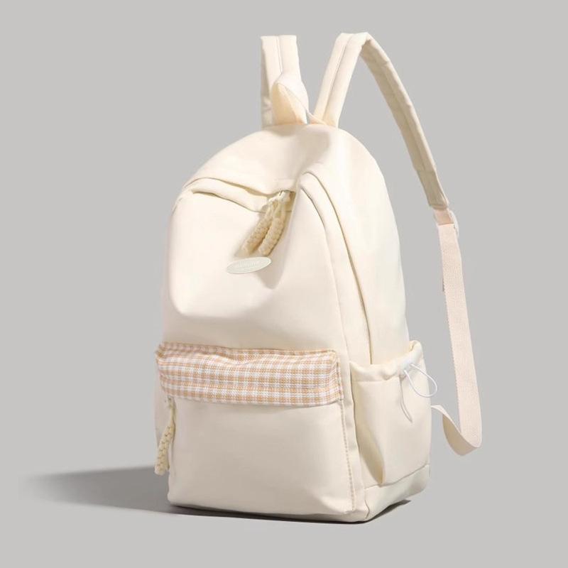 Solid Color High-value Backpack Women's 2025 Summer New Large-capacity Korean Versatile Junior High School Student Schoolbag