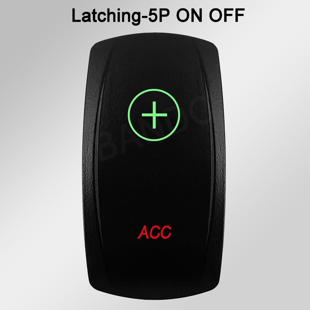Waterproof LED Rocker Switch for Boat RV Truck | Green/Red Light 12V/24V ON-OFF/ON-OFF-ON for Exhaust Heat AC Lights