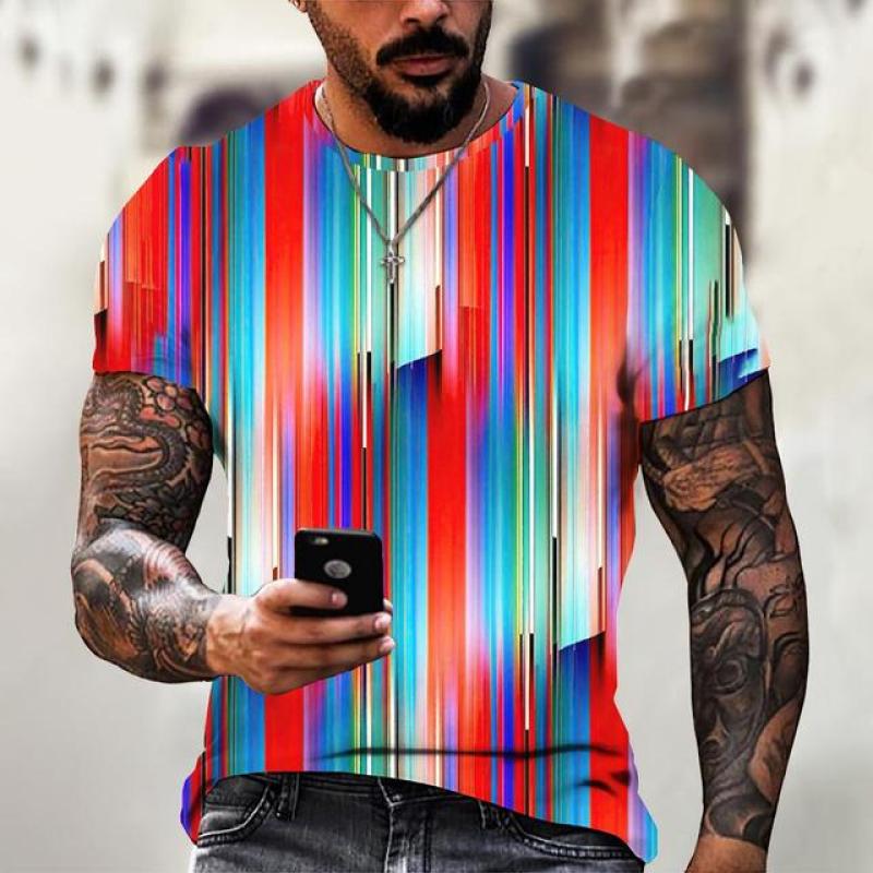 

Мужская футболка в стиле ретро, ​​полосатая футболка с рифленым принтом, летний топ с короткими рукавами, оригинальный дизайн, мужская одежда, уличная одежда больших размеров 6XL
