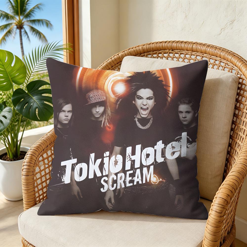 Rock Band Ttokio Hotel Cushion Cover Plush Decorative Pillow Case With Hidden Zipper Cutecore Room Decor For Home