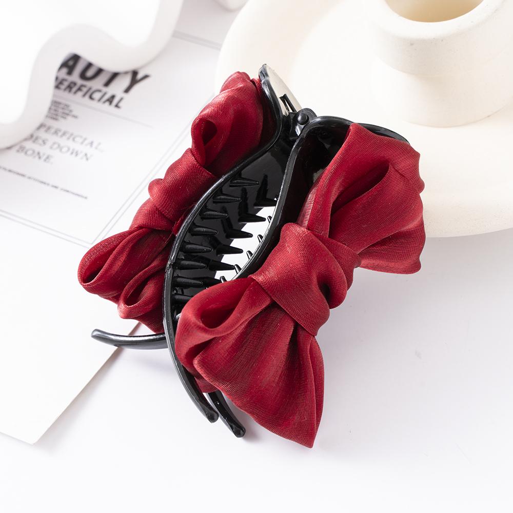 Korea Bowknot Hair Claw Satin Bow Hair Clips Barrettes Sweet Ponytail Vintage Crab Hairpins Styling Tools Women Hair Accessories