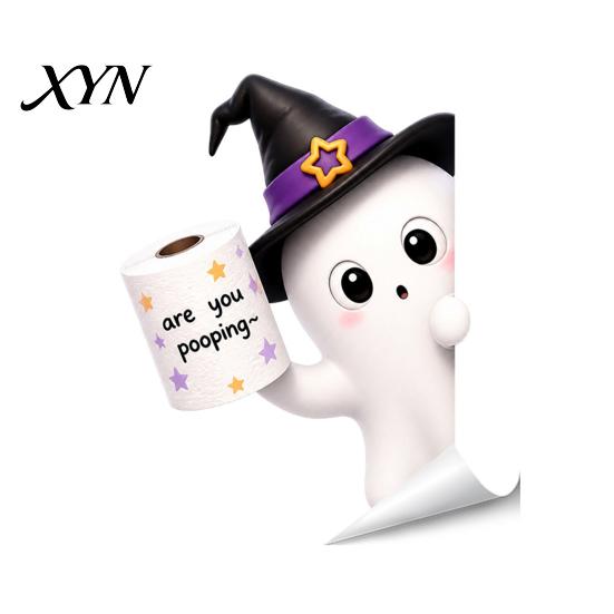 Halloween Toilet Stickers Sticker, Ghost And Skeleton Print Decals, Waterproof PVC Easy Bathroom Decals Peel Stick Spooky Stickers, for Seats