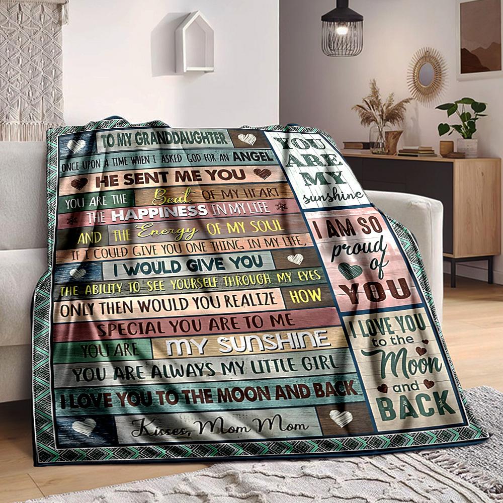 1PC Heartfelt Messages for Granddaughters Blanket, Throw For Sofa, Bed, Travel, Printing Blanket With Soft And Warm Fabric Yy250918186