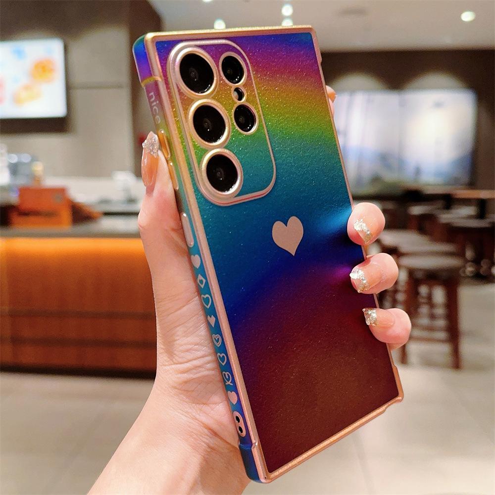 Electroplating Silk Pattern Love Suitable for Samsung S25 Ultra Apple IPhone 16 Gradient Phone Case Protection Case