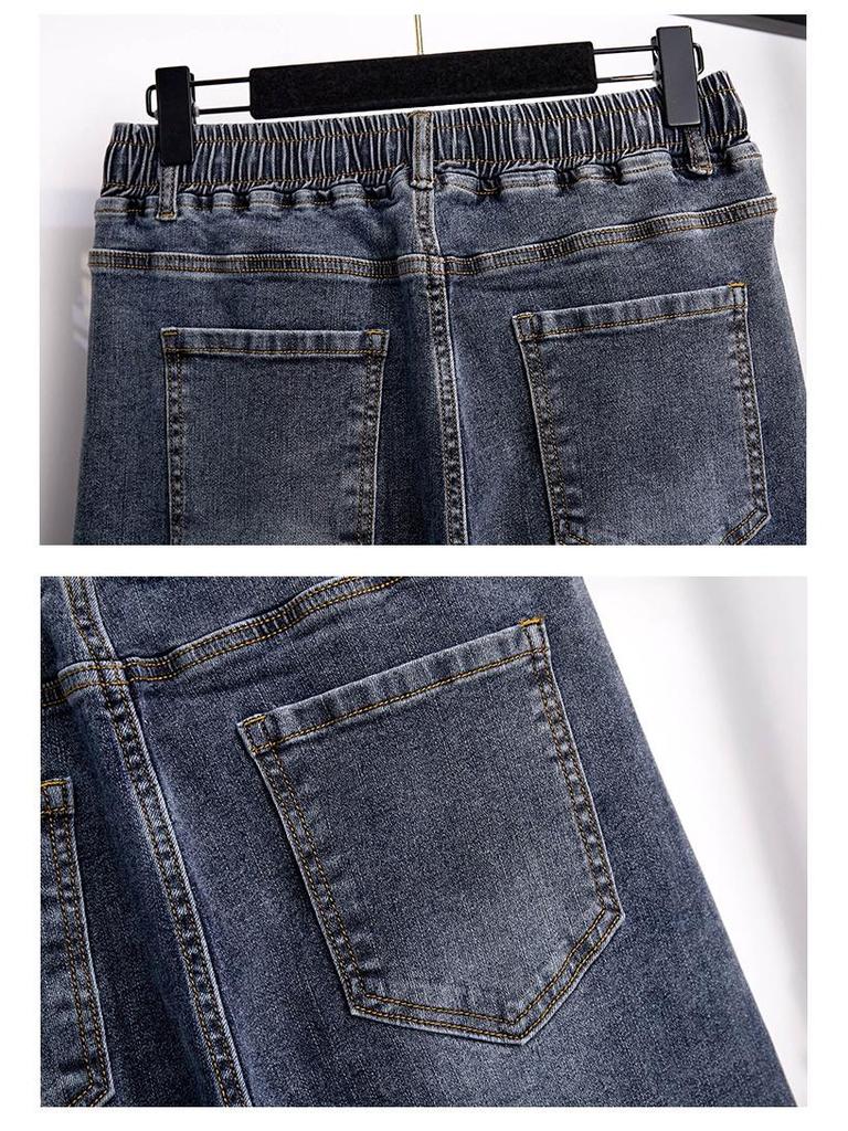 Plus Size Women's High Waist Slimming Denim Pants - Casual Loose Fit