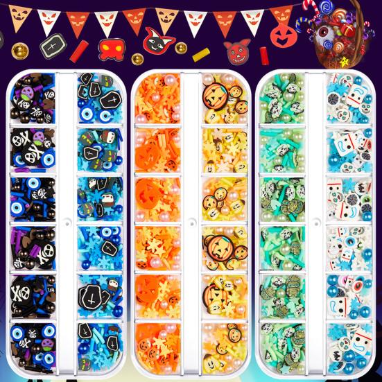 1 Box Nail Sequins Ultra-Thin Bright Color Shiny Visual Effect Enhance Atmosphere Soft Clay Halloween Themed Manicure Ornament Nail Sequins