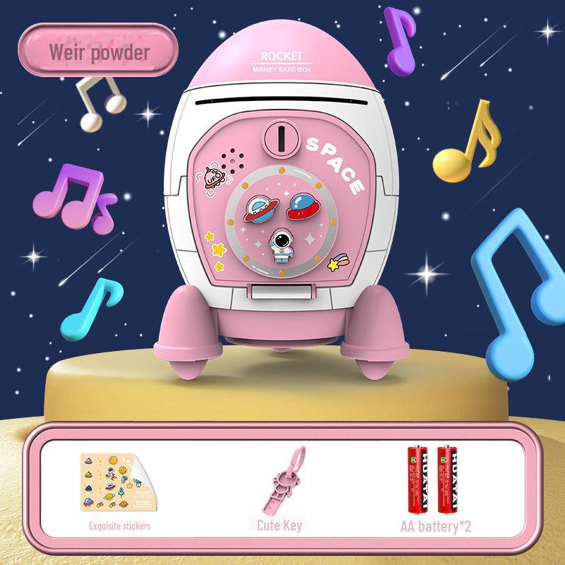 Rocket Piggy Bank Ornament - Educational Toy & Birthday Gift for Children and Students