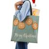 Christmas Snowflake Card Hat Canvas Shopper Bag Merry Christmas Reusable Shoulder Bag 2022 Large Capacity Storage Tote Handbag CLE
