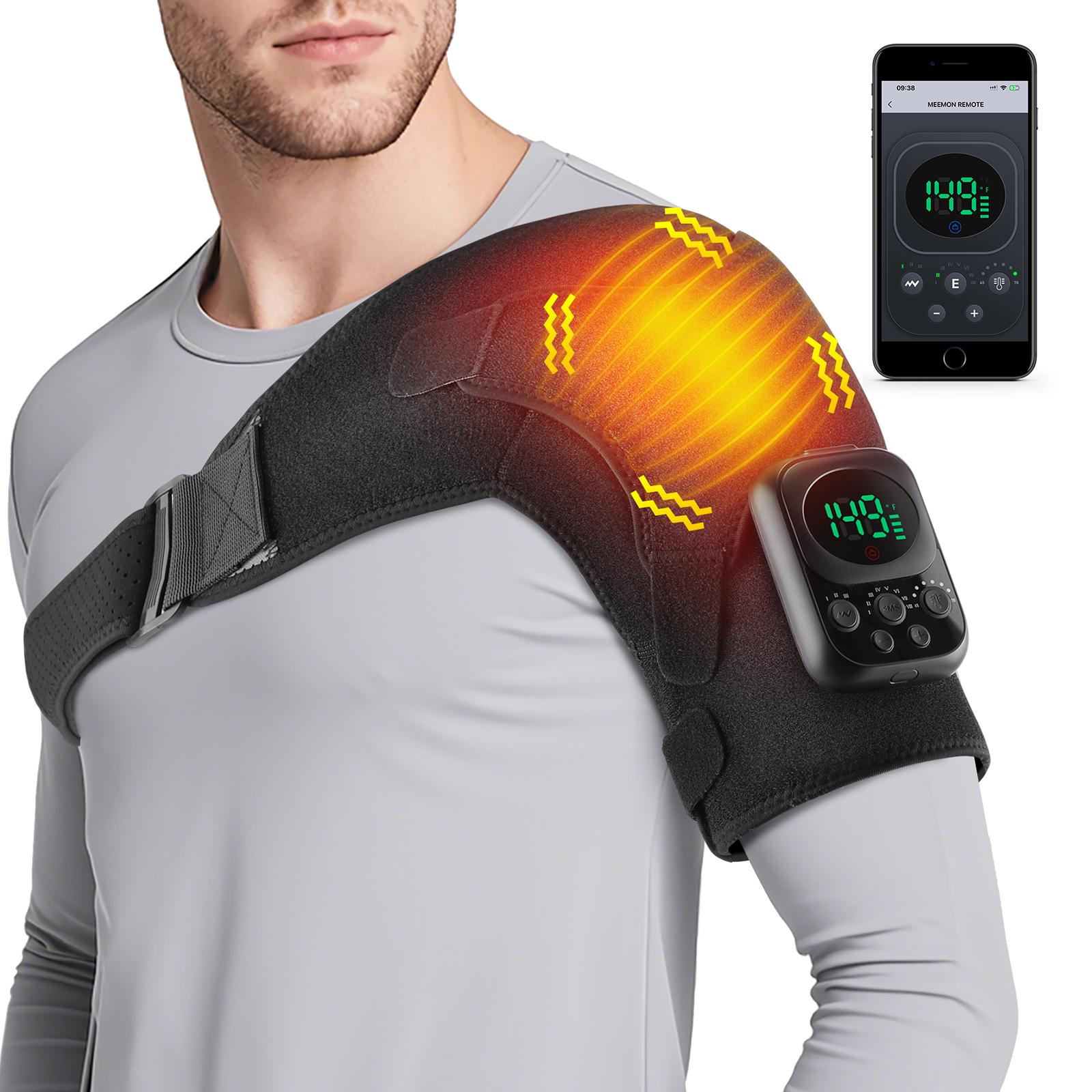 

Electric 6 Levels Heated Shoulder Massager 3 Modes Vibration Wireless Remote Control Removable Controller Shouler Muscle Relax