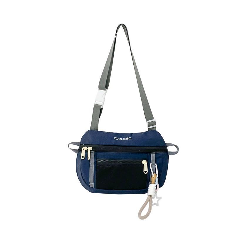 Blocking Fashionable Color Design Letter Printed Kid Shoulder Bag With Pendant