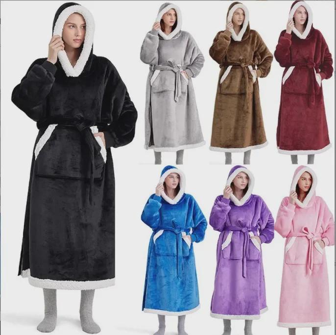 Cozy Hooded TV Blanket: Warm Fleece Pajamas & Robe for Autumn/Winter