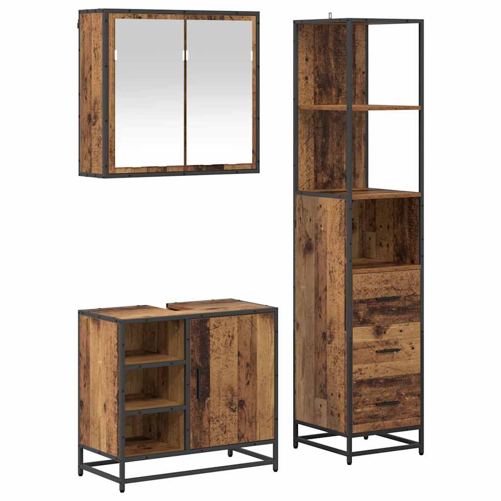 Bathroom Furniture Set 3 pcs Reclaimed Wood 65 x 33 x 60 cm