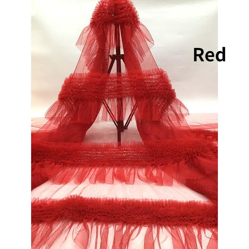 

Сказочная гофрированная тюль-ткань, многослойная волнистая плиссированная сетчатая кружевная ткань, сделай сам, юбки-пачки принцессы, ткань для свадебного платья 1 Yard