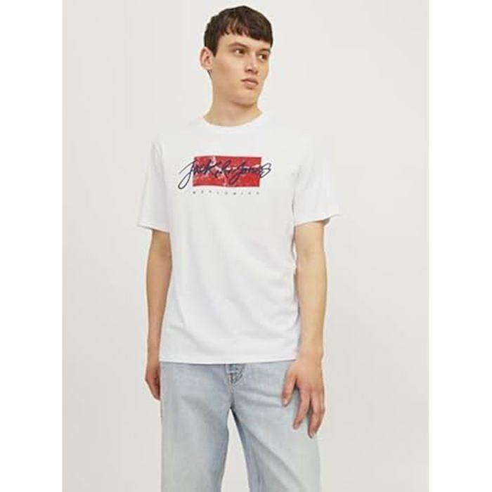T-shirt - JACK &amp; JONES - Jjtiley Tee - Blanc - Coton - Manches courtes