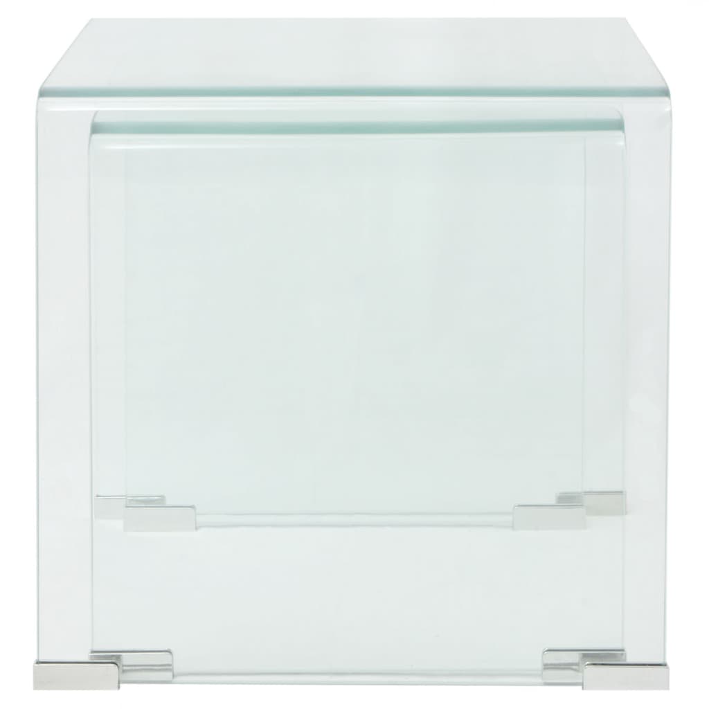 Vidaxl Set of Stackable Side Tables, 2 Pcs, Tempered Glass