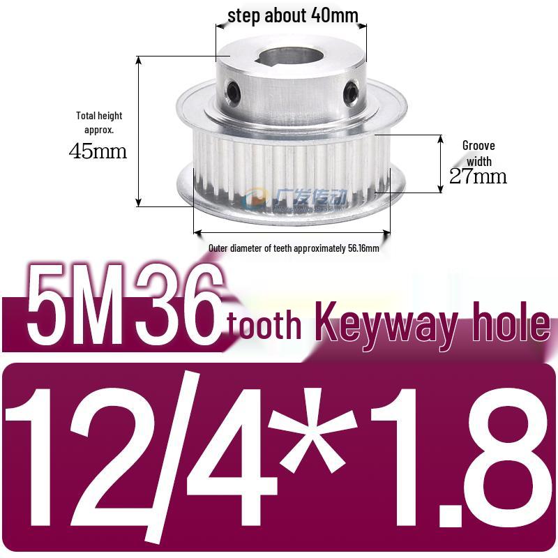 Stepped Timing Pulley 5M, 36 Teeth, T-Slot Width 16/21/27, Bore 5-25mm, BF Type.