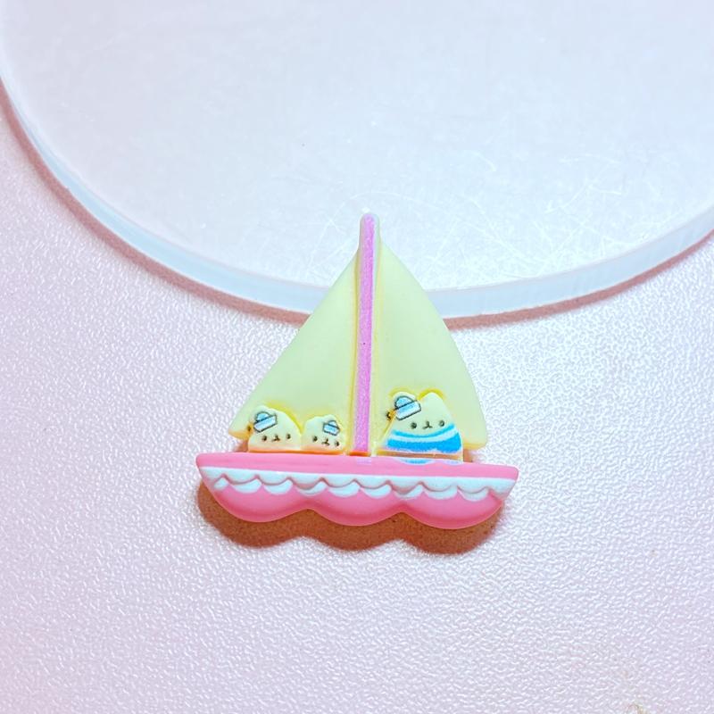 10Pcs New Cute Mini Cartoon Ship For Sailors Ocean Series Flat Back Resin Cabochons Scrapbooking DIY Jewelry Craft Decoration