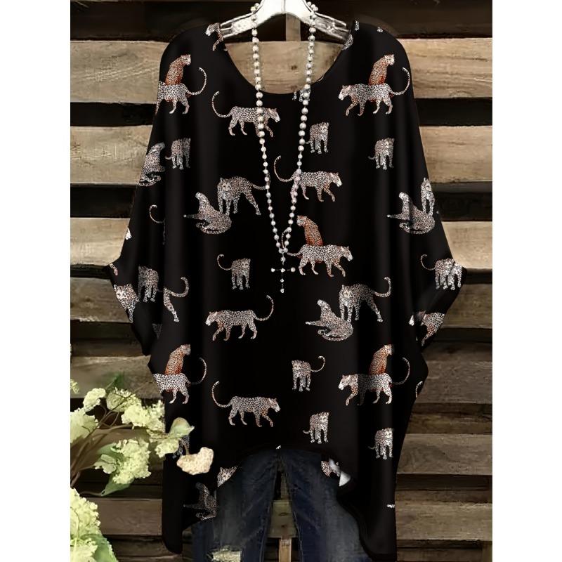 Women's T-Shirt Elegant Bohemian Vacation Colorful Rendering Graphic Print Fashion Versatile Round Neck Women's Summer Clothes