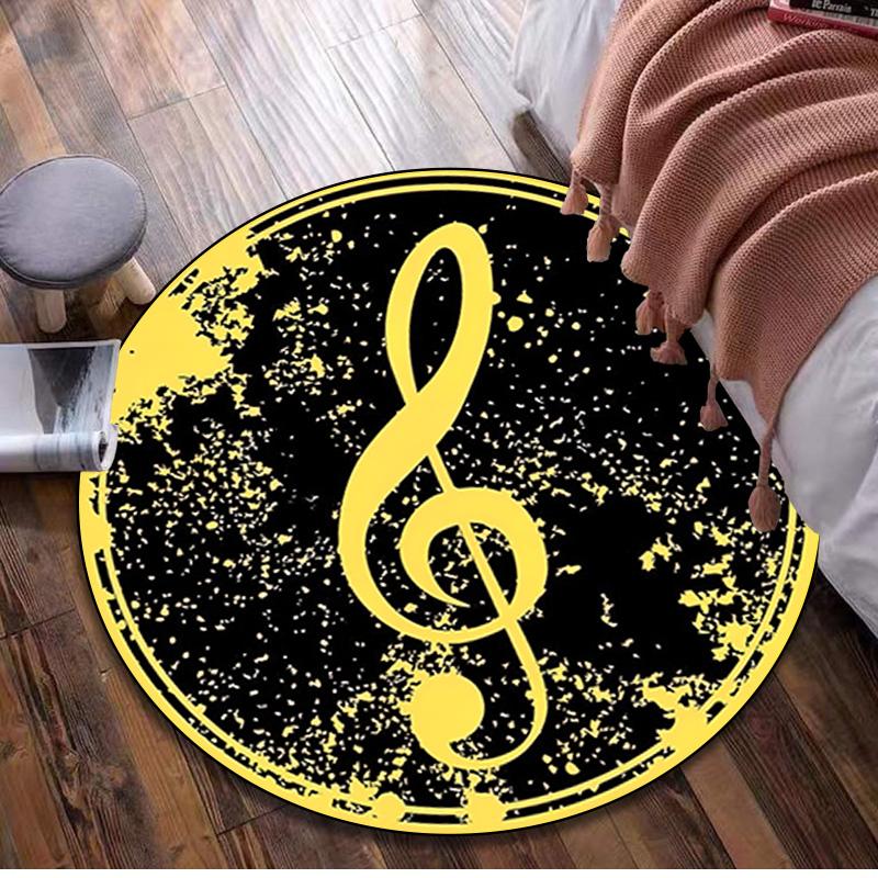 1Pc Music Staff Circular Print Rug - home decoration Carpet For Living Room Bedroom Flooring Computer Chair Area Rug