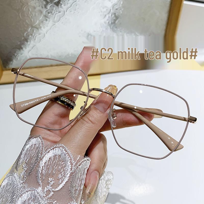 Korean Style Anti-Blue Light Glasses: Trendy Retro Round Face-Slimming Design for Women and Men, Available with Prescription Lenses.