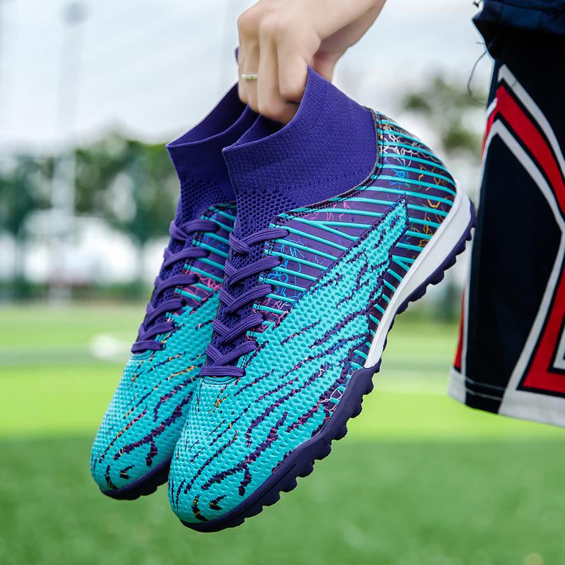 New Spot European Cup Football Shoes Men's High-top Broken Nails Adult Land-making Training Sports Shoes
