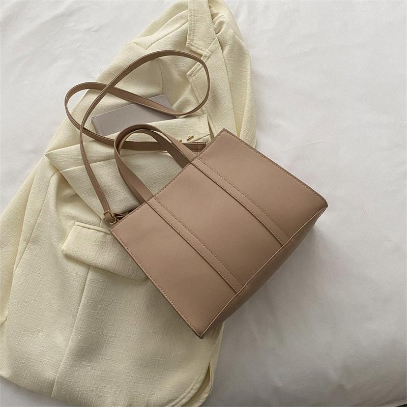 2023 New Summer Fashion Simple Chic Pu Tote Bag Street Style Shoulder Bag хаки