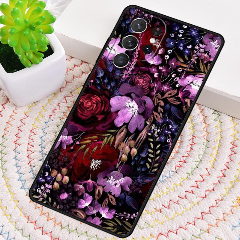 Midnight Floral Silicone Phone Case For Samsung Galaxy note 10 pro S26 S25 S24 S23 S22 S21 Plus S25Ultra Capa Cover