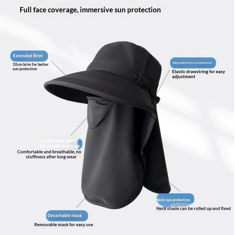 Καπέλο Αντηλιακό Αναπνεύσιμη Μάσκα Προσώπου Προστασία Λαιμού Ολοκληρωμένο Καπέλο Ηλίου Προστασία UV Εξωτερικού Χώρου Καπέλο Ηλίου Γυναικείο Καλοκαιρινό