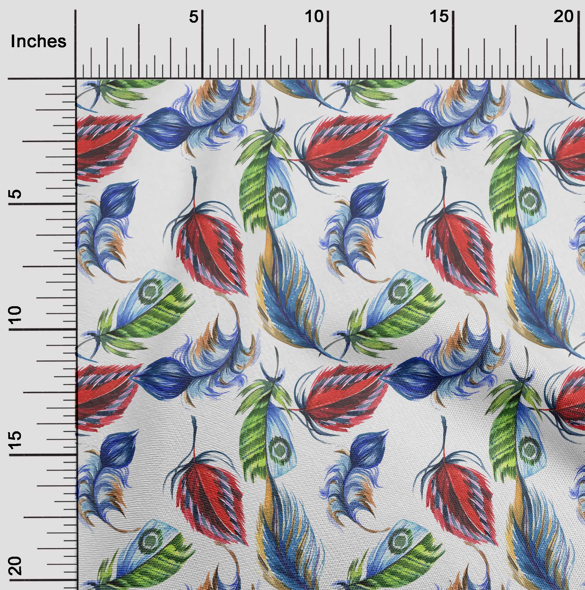 

oneOone Cotton Flex Blue Fabric Feather Dress Material Тканина Тканина з принтом у дворі 40 дюймів 42 Inch Wide - Viscose Chiffon білий