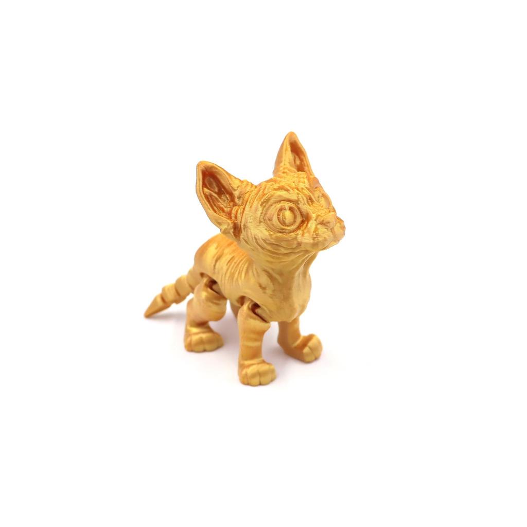 3D Printed Hairless Cat Model: Movable Joint Kitten Toy Ornament